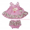 Valentine's Day Light Pink & Rose Swing Top Light Pink Bow & Light Pink Rose Heart matching Panties Bloomers SP28